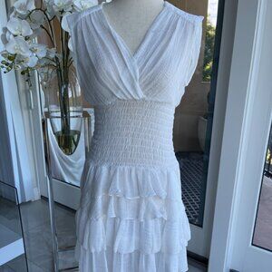Nanette Lepore White Mini Dress - Size 0! Flare Skirt + Pockets - Feminine